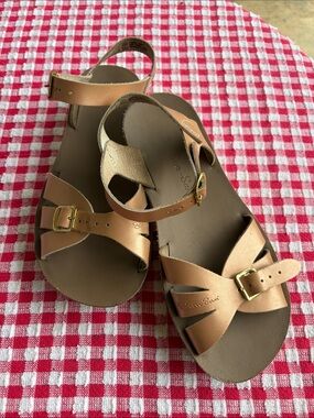 Salt Water Sun San Boardwalk Leather Sandal Rose Gold